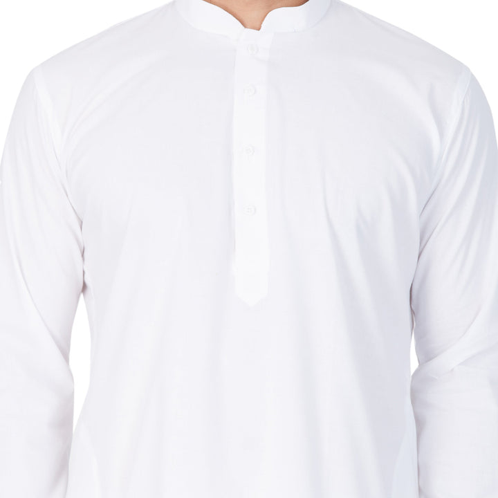 VASTRAMAY Men's White Cotton Kurta, Pyjama & Dupatta Set