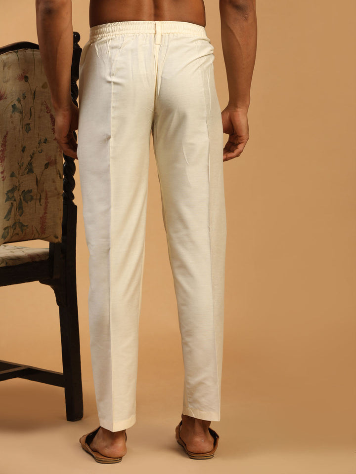 Men's Cream Cotton Pant Style Pyjama