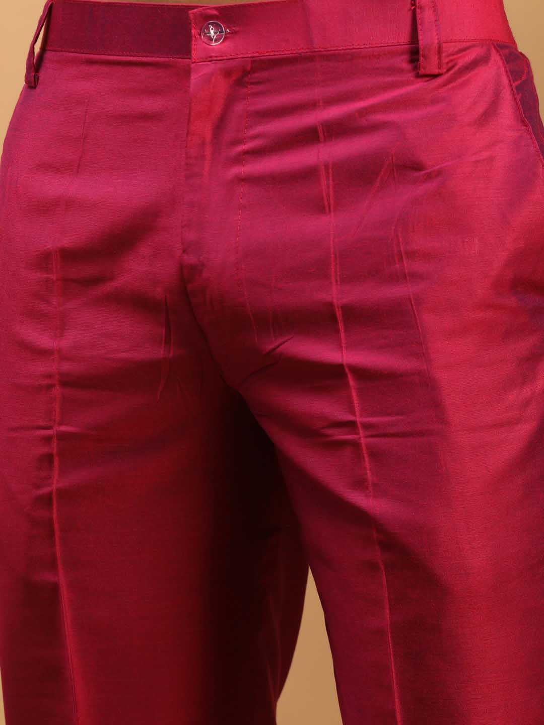 Men's Dark Pink Magenta Viscose Pant Style Pyjama