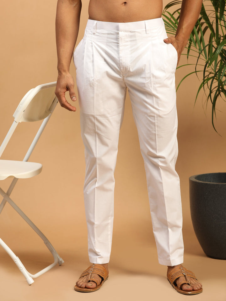 Men's White Pure Cotton Pant Style Pyjama