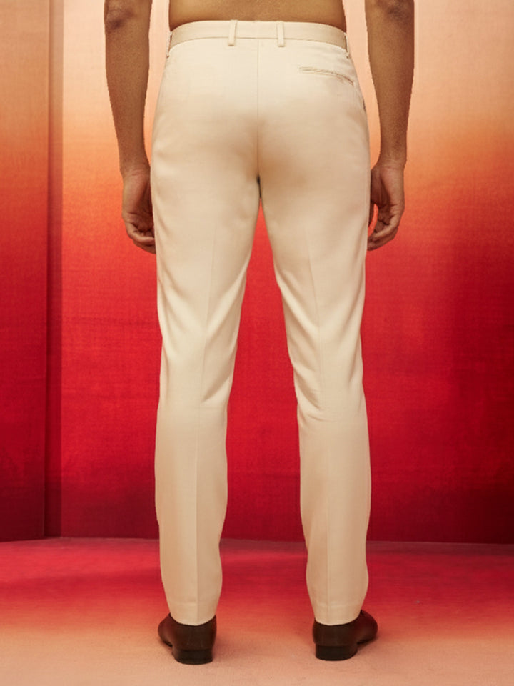 Men's Beige Cotton Lycra Pants
