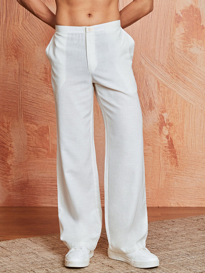 Men's White Korean Cotton Pant
