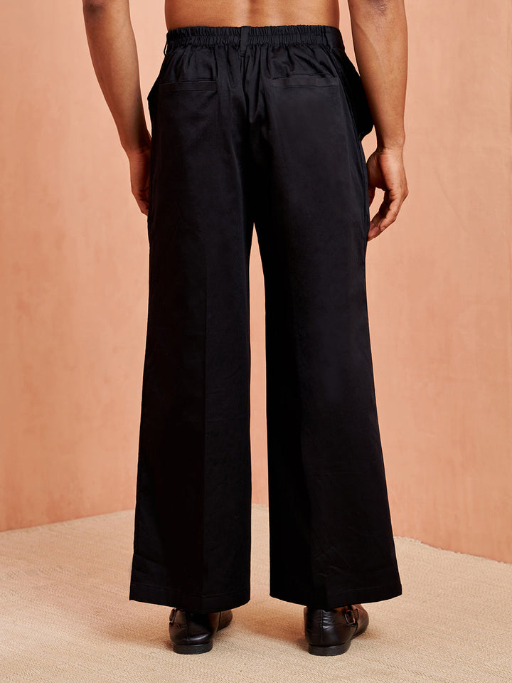 Men's Black Cotton Palazzo