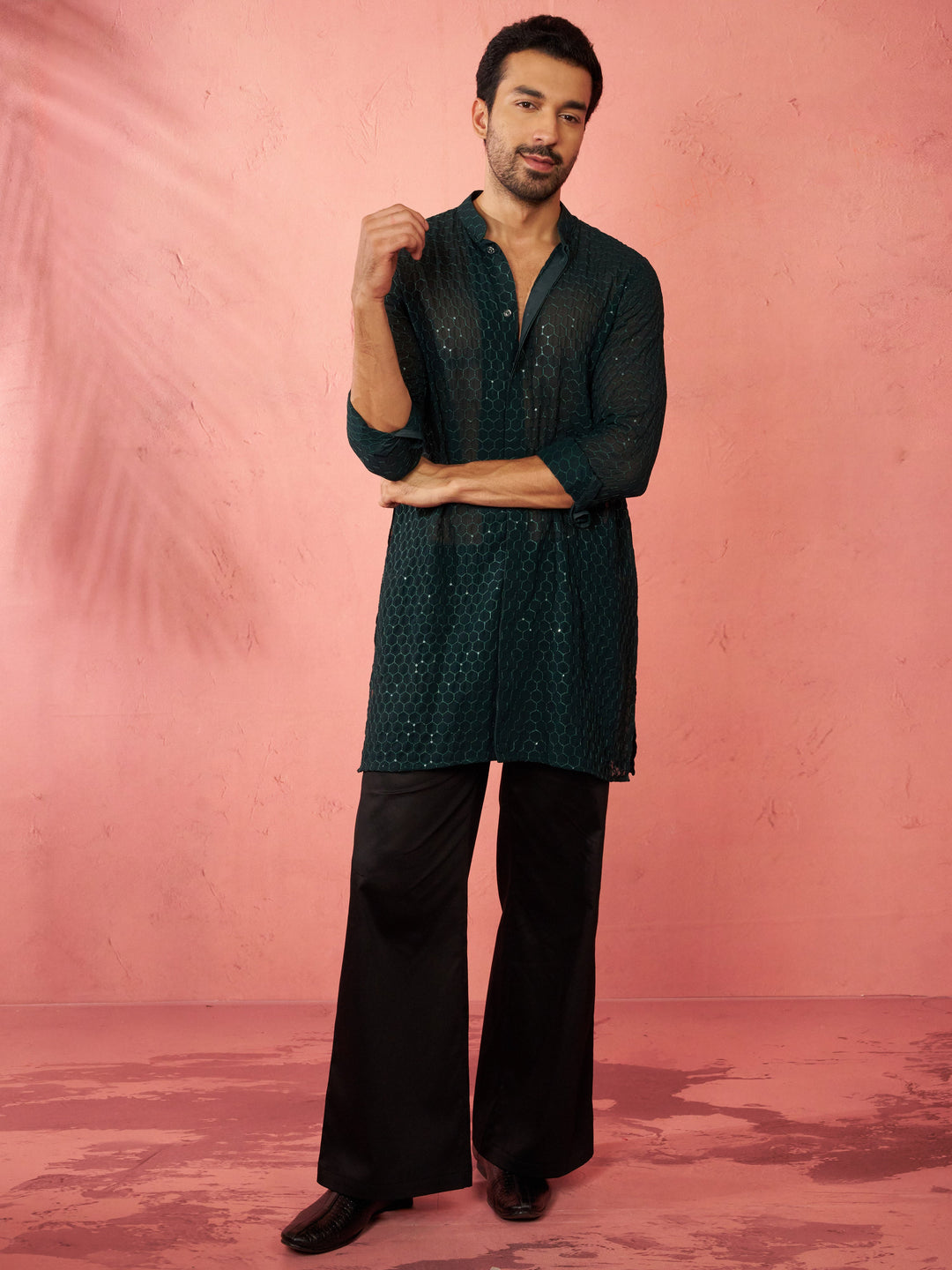 Men's Black Fine Satin Palazzo Pants