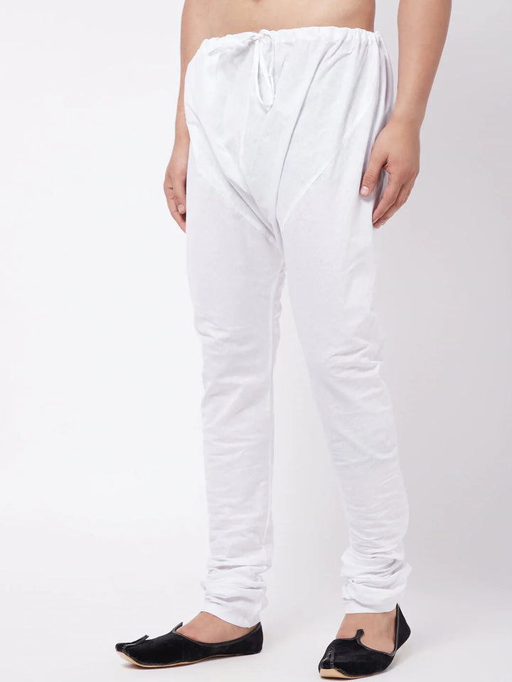 Men White Solid Pure Cotton Relaxed-Fit Pyjama
