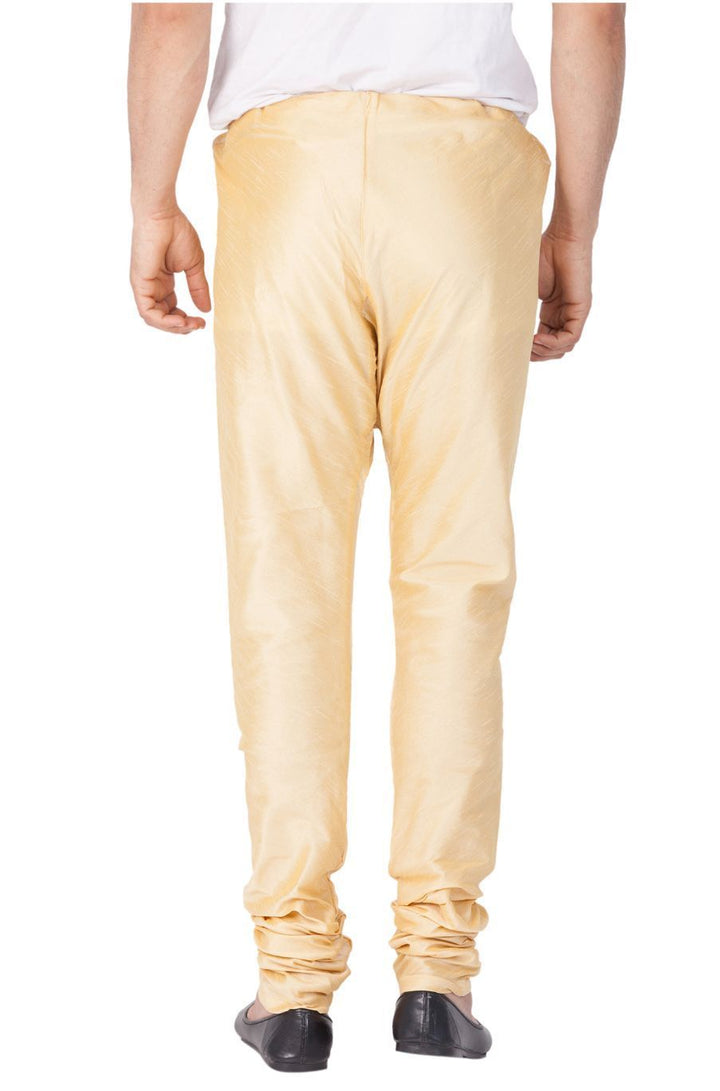 VASTRAMAY Men's Gold Cotton Silk Blend Pyjama