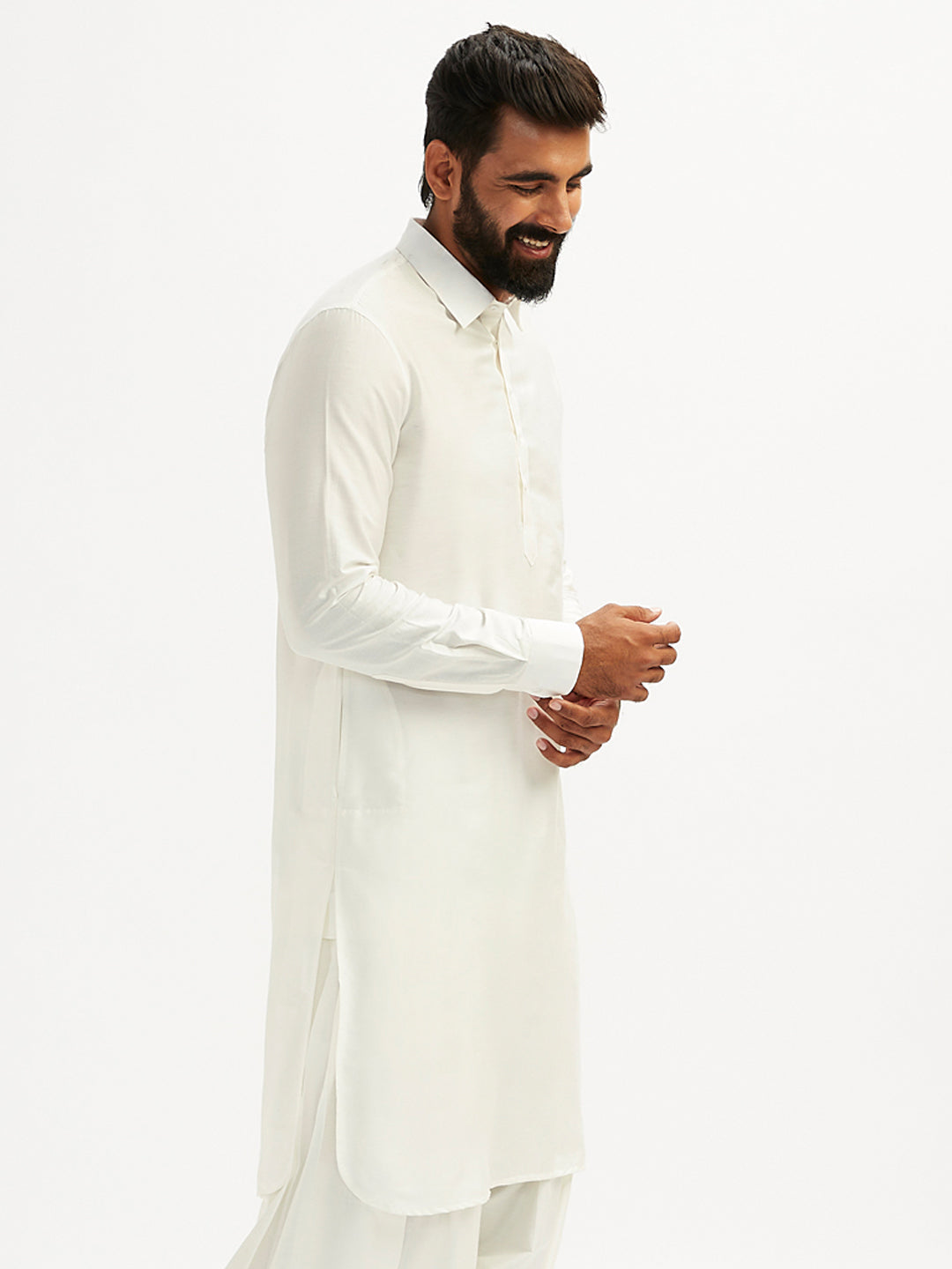 Men's White Viscose Pathani