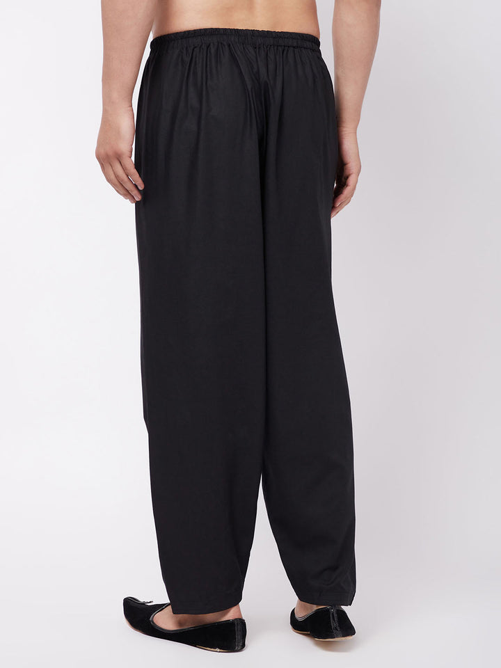 Men's Black Cotton Blend Salwar