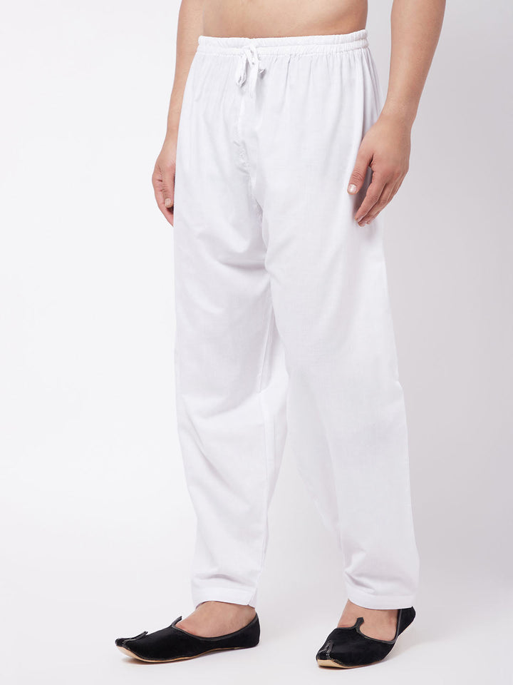 Men's White Cotton Blend Salwar