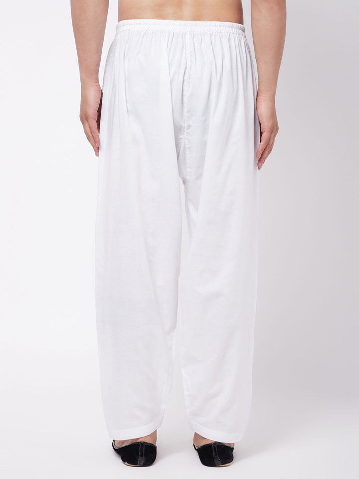 Men's White Cotton Blend Salwar