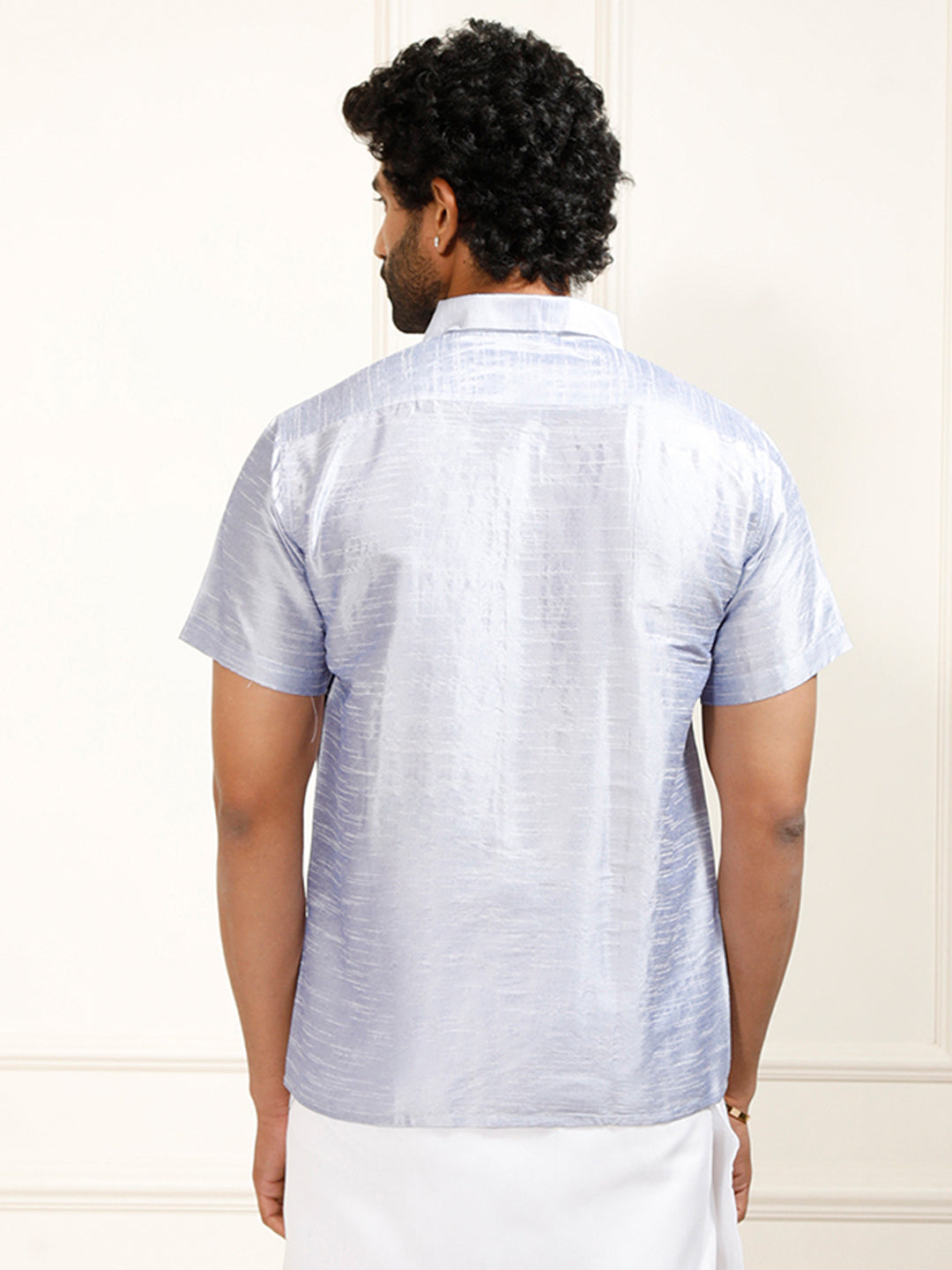Men's Lavender Silk Blend Ethnic Shirt