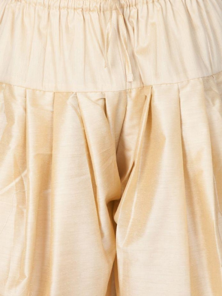 VASTRAMAY Men's Black And Gold Cotton Blend Sherwani Set