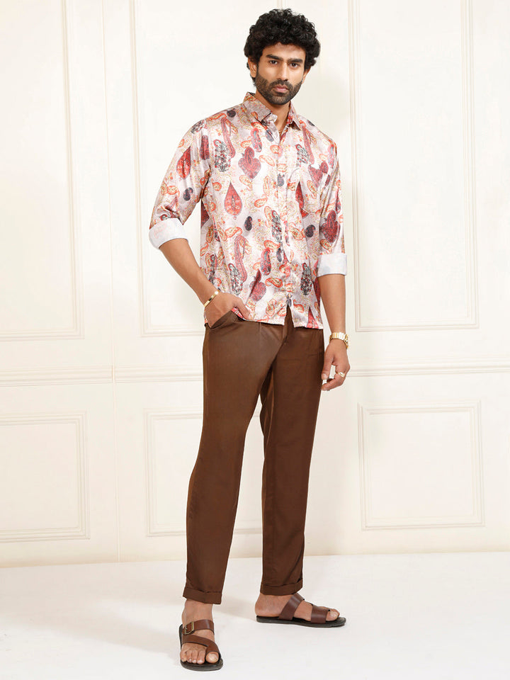 Men's Multi-Color Silk Blend Printed Shirt