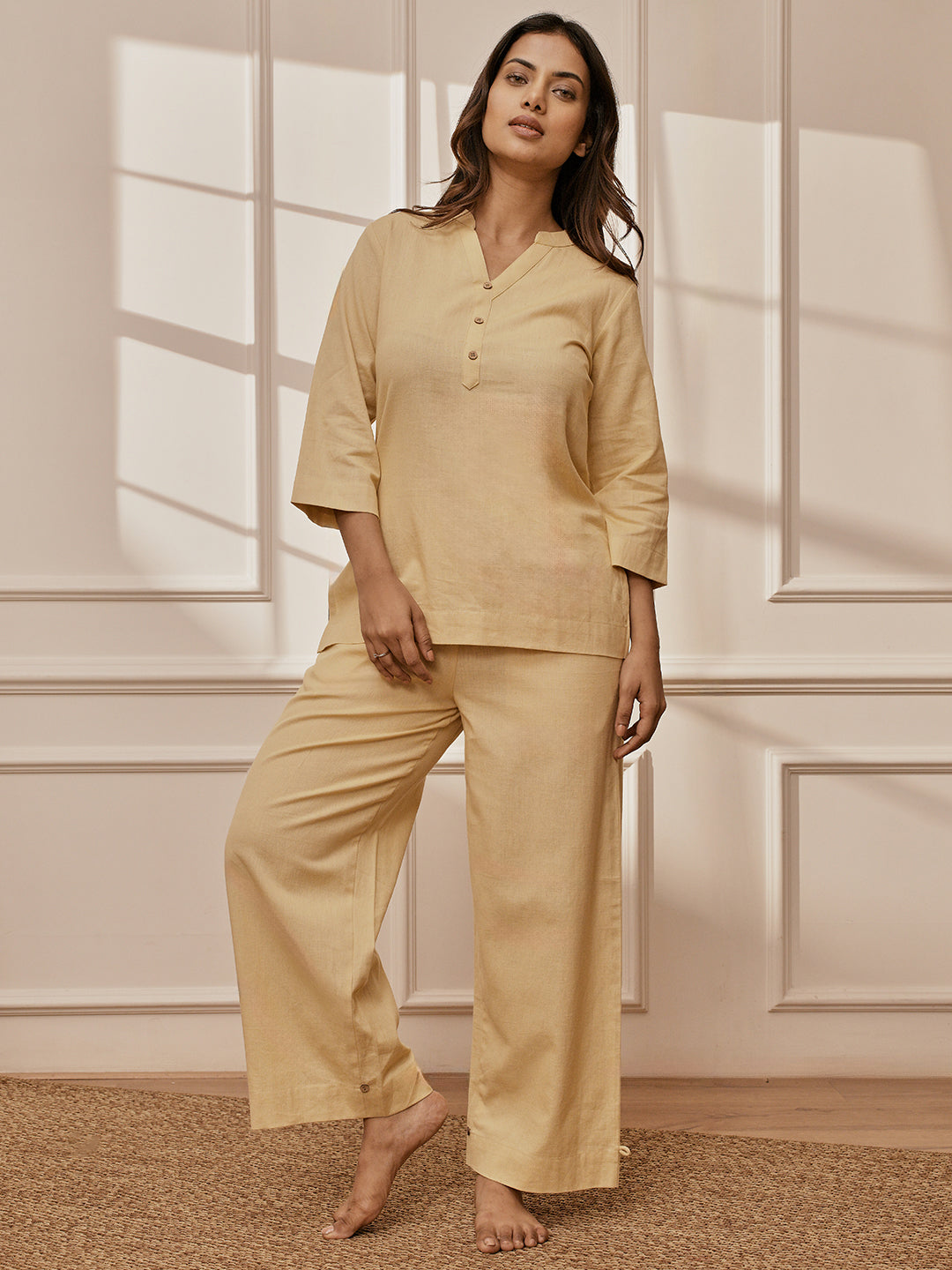 Women's Chiku Cotton Linen Straight Yoga Pants