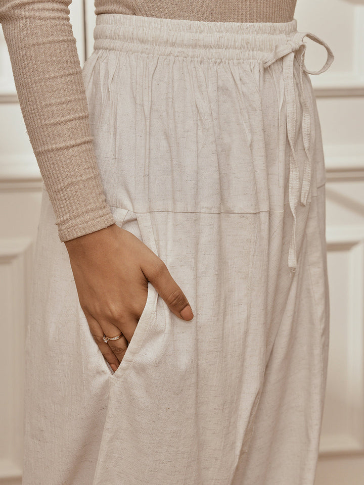 Women's Aqua Cotton Linen Kurta With White Cotton Lycra Harem Pants Yoga Set