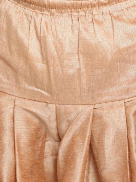 VASTRAMAY Boys' Gold Cotton Silk Blend Ethnic Jacket, Maroon Kurta and Dhoti Pant Set - qivii