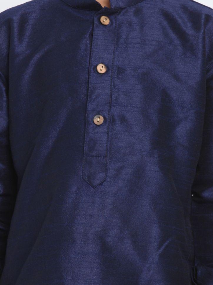 VASTRAMAY Boys' Blue Cotton Silk Blend Kurta and Dhoti Pant Set - qivii