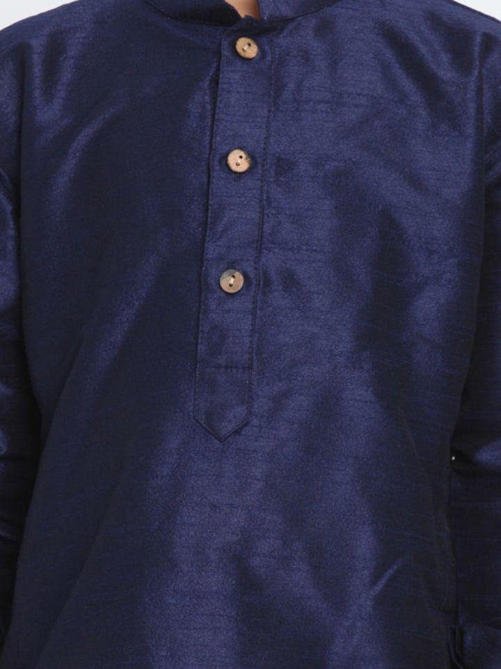 VASTRAMAY Boys' Blue Cotton Silk Blend Kurta and Dhoti Pant Set - qivii