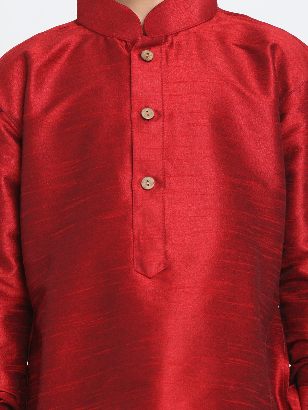 VASTRAMAY Boys' Maroon and Rose Gold Silk Blend Kurta and Patiala Pant Set - qivii