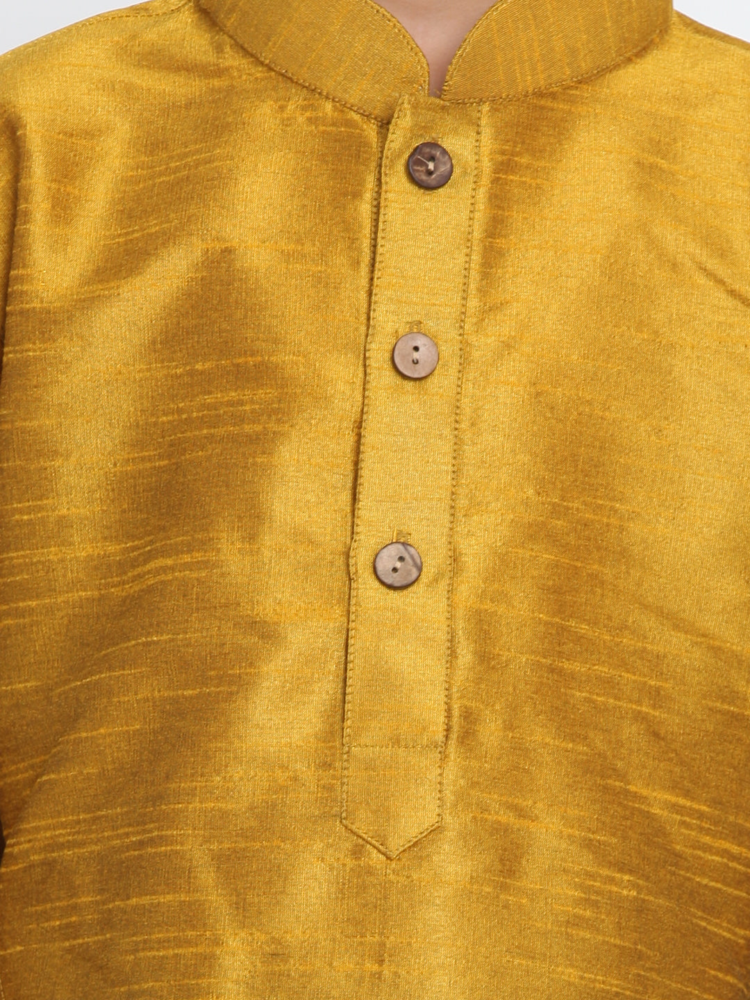 VASTRAMAY Boys' Mustard and Black Silk Blend Kurta and Patiala Pant Set - qivii