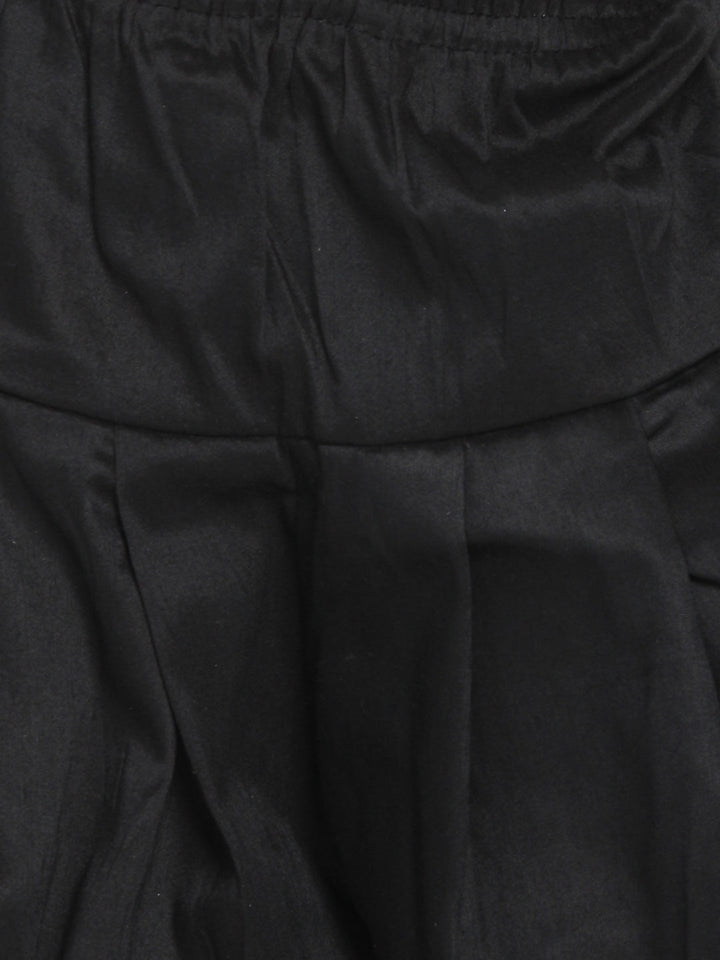 VASTRAMAY Boys' Mustard and Black Silk Blend Kurta and Patiala Pant Set - qivii