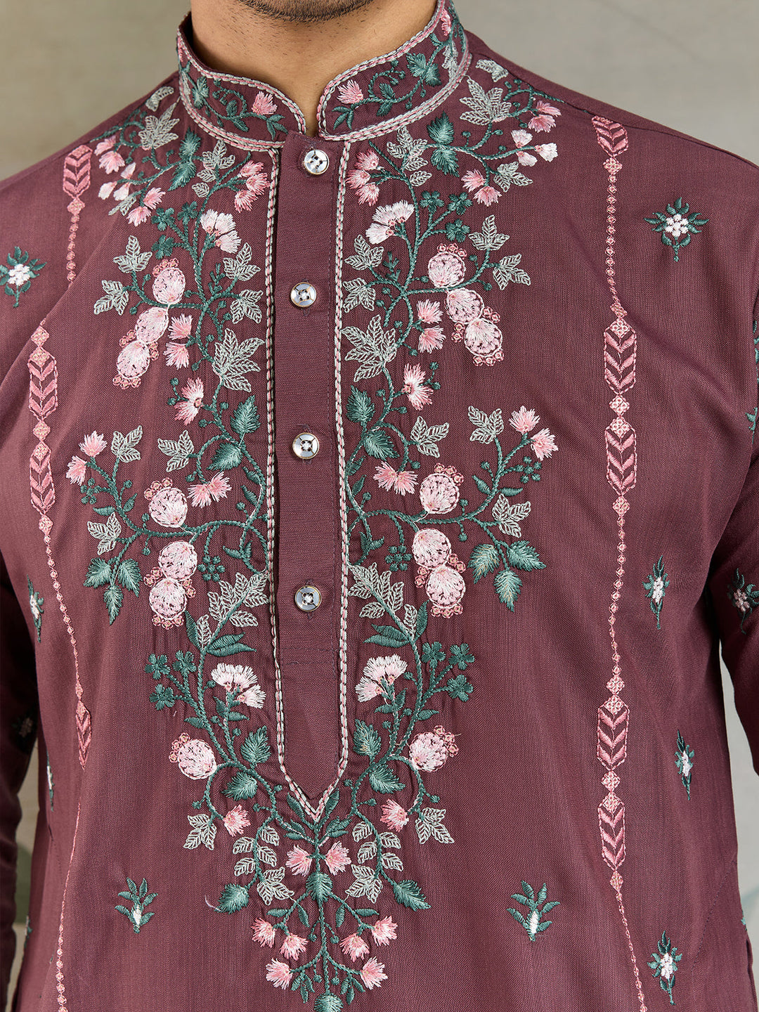 Occasion Style Pastel Chocolate Viscose Silk Men's Kurta - qivii