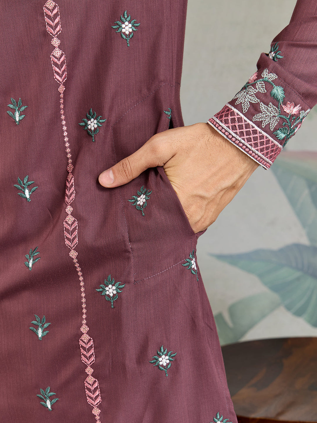Occasion Style Pastel Chocolate Viscose Silk Men's Kurta - qivii