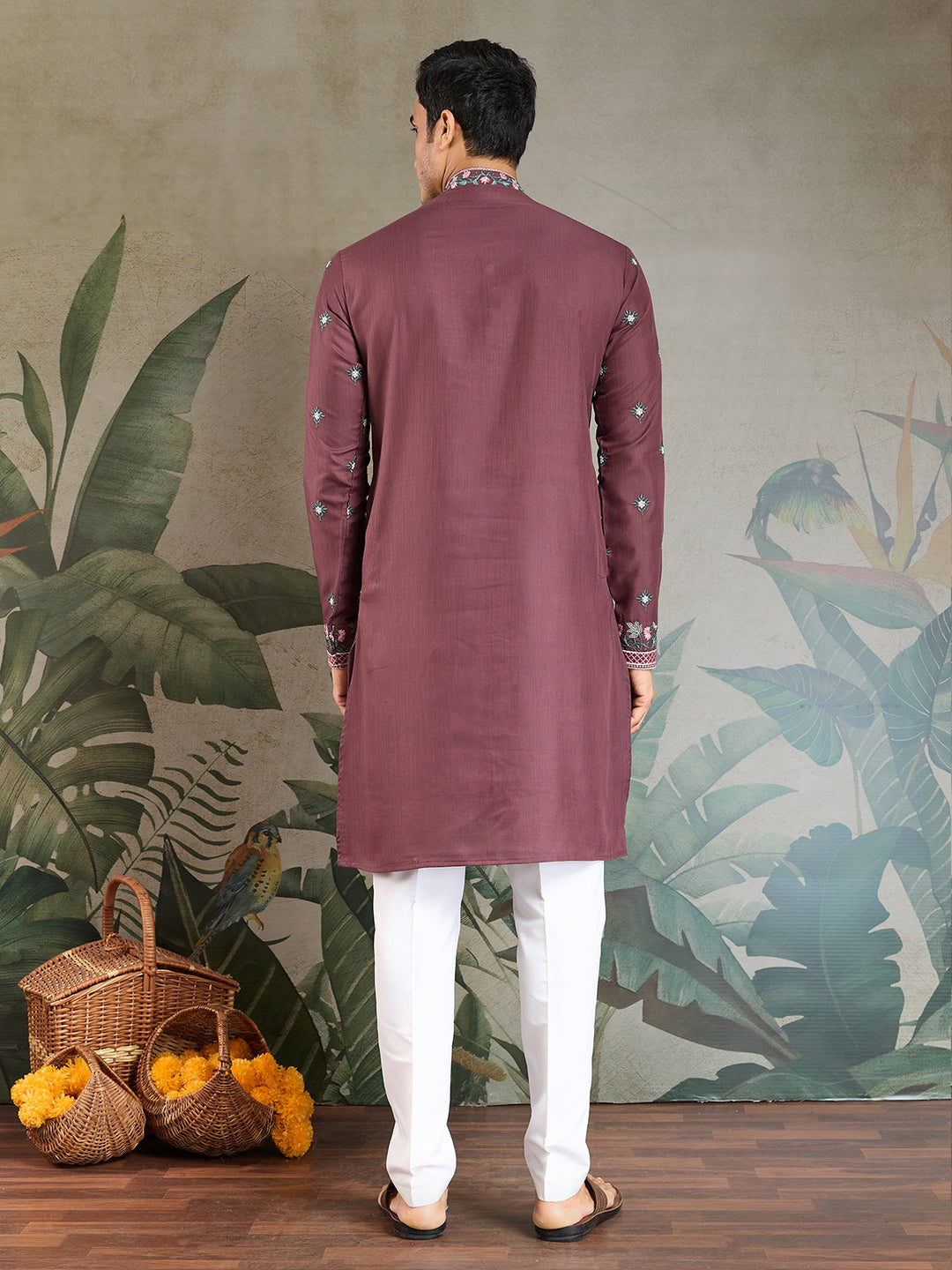 Occasion Style Pastel Chocolate Viscose Silk Men's Kurta - qivii