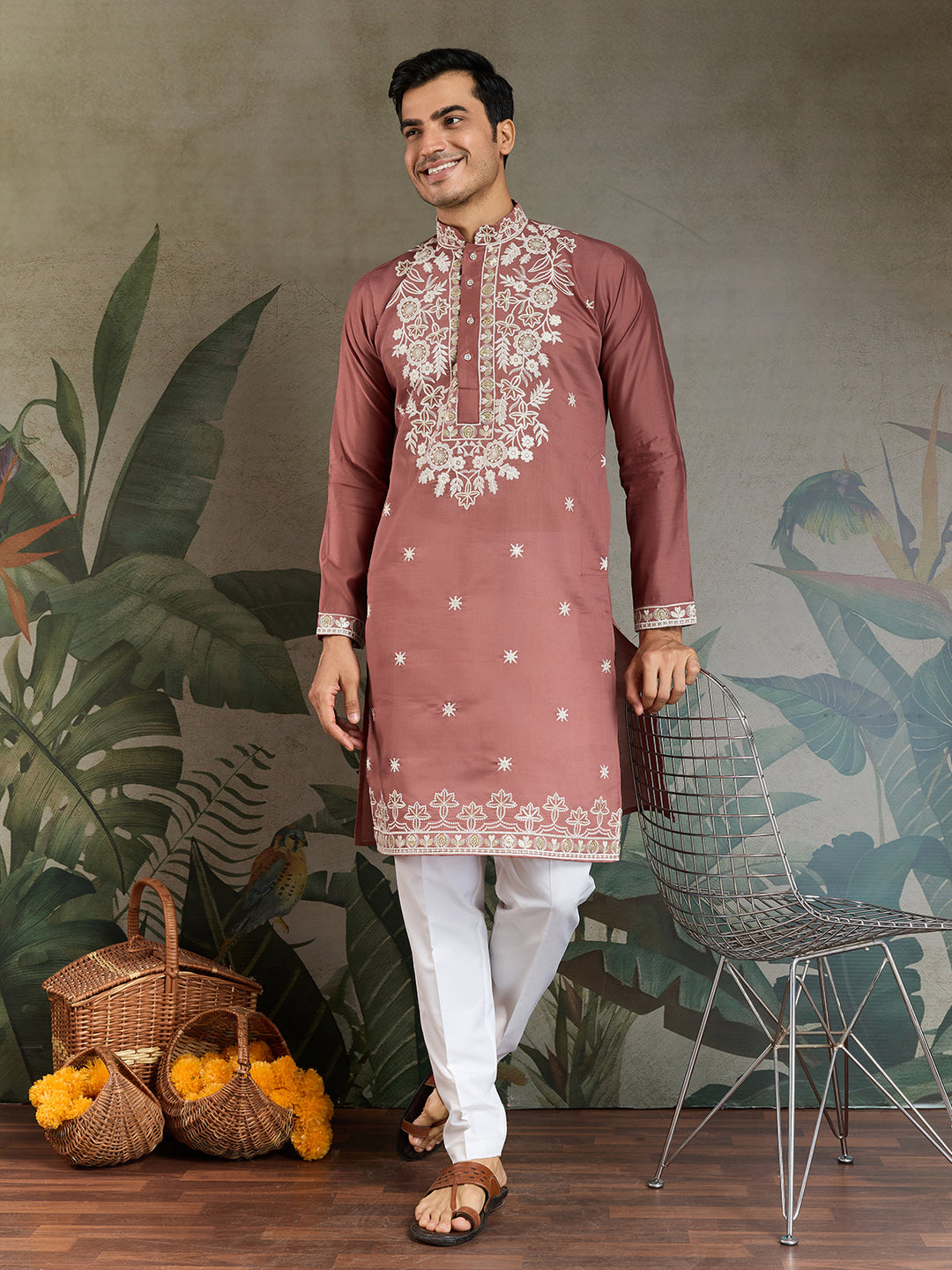 Chocolate Rayon Kurta for Men For Wedding Wear - qivii