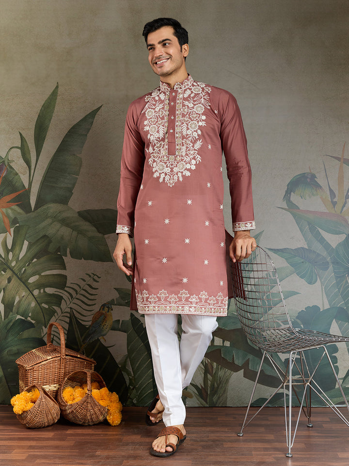 Chocolate Rayon Kurta for Men For Wedding Wear - qivii
