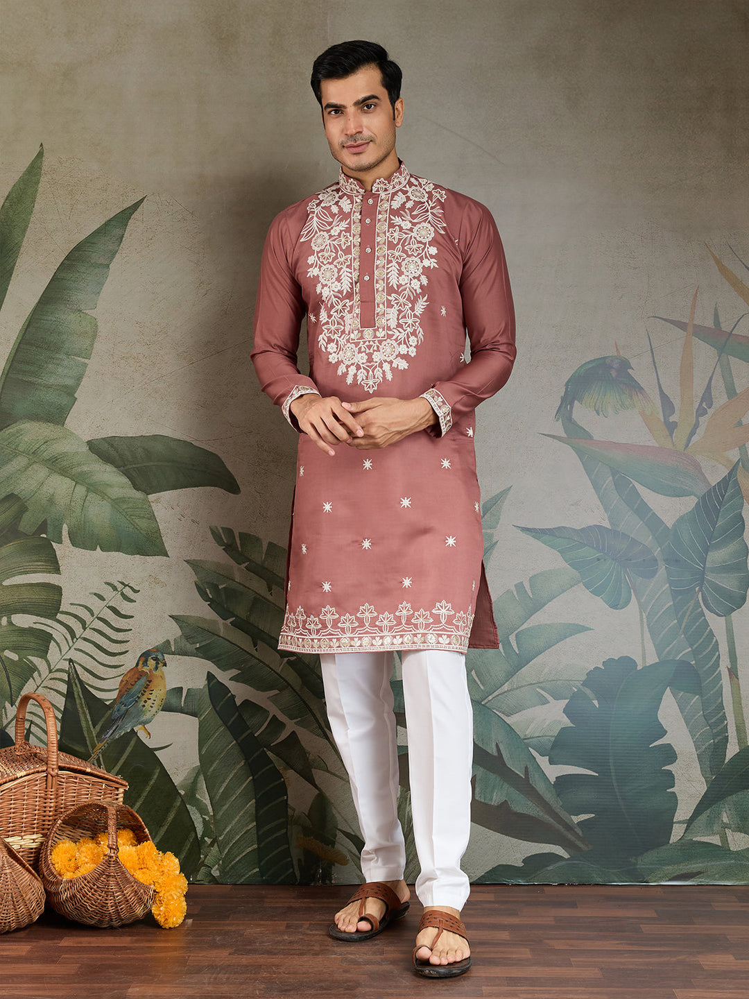 Chocolate Rayon Kurta for Men For Wedding Wear - qivii