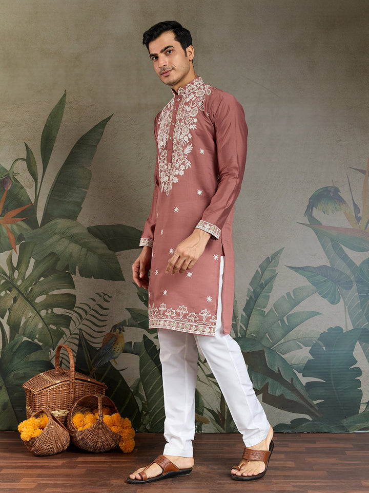 Chocolate Rayon Kurta for Men For Wedding Wear - qivii