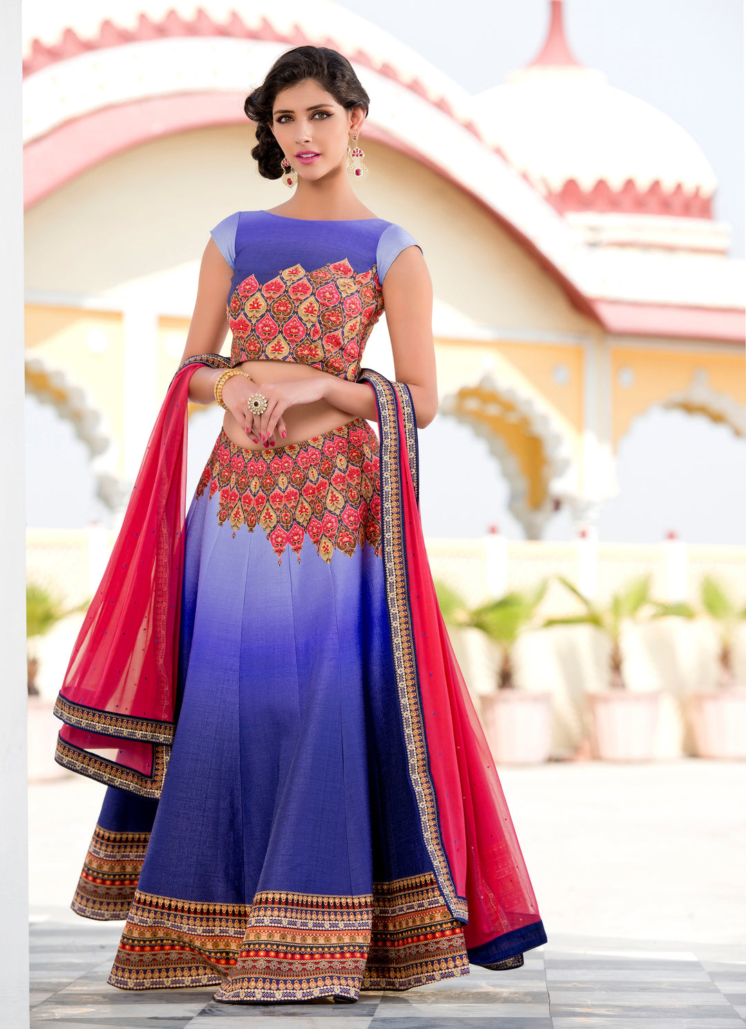 Enchanting Blossoms Digital Print Girlish Lehenga - qivii