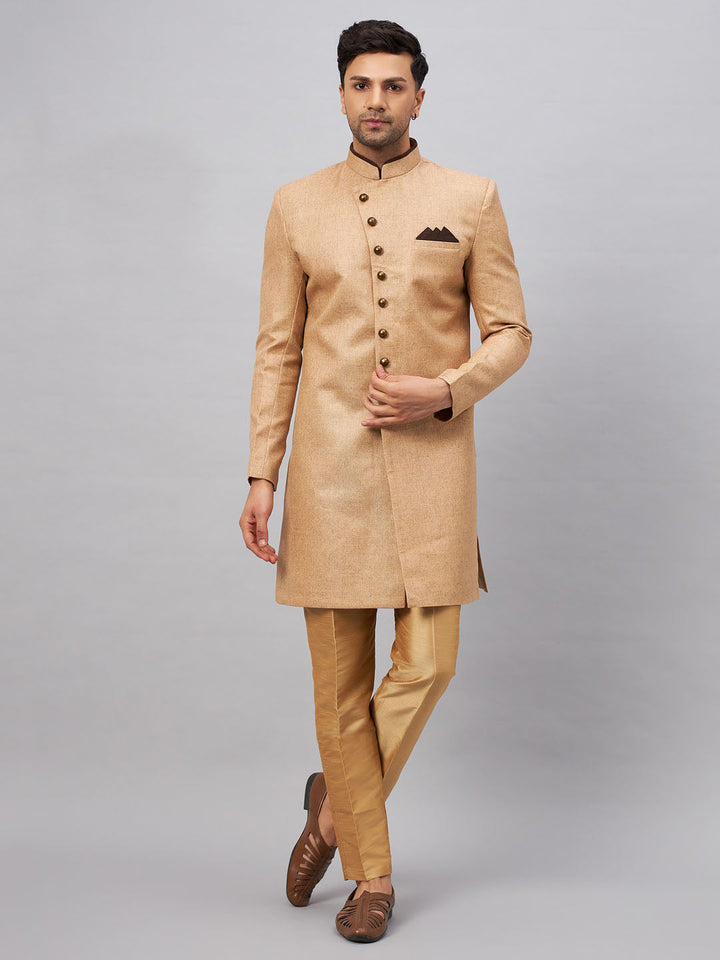Men's Beige Indo Western Set