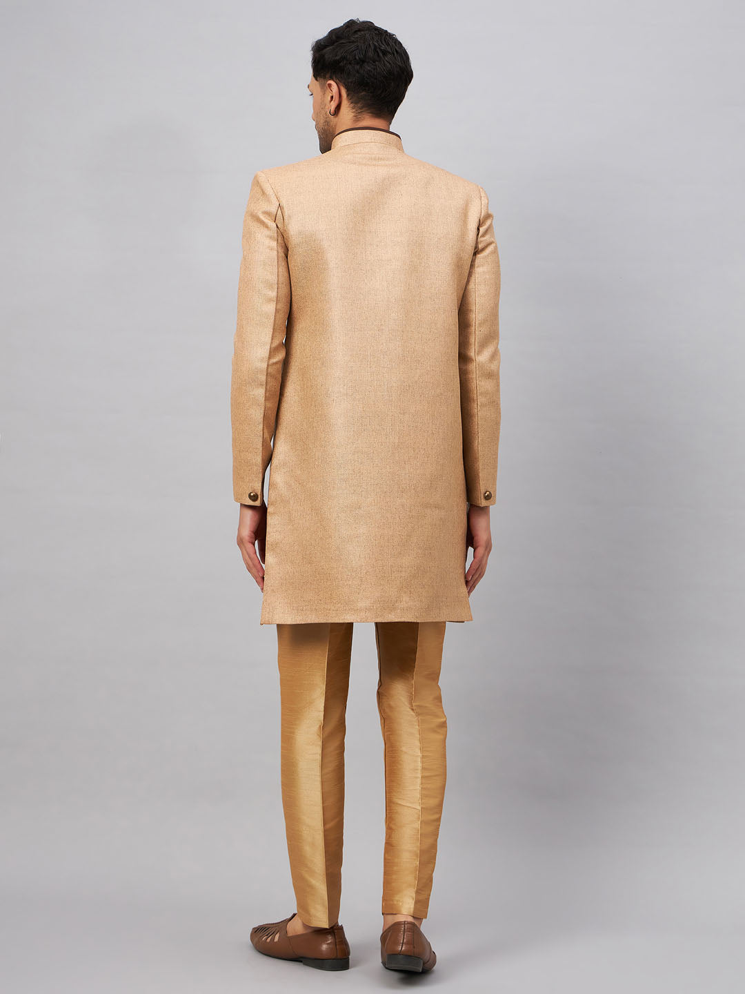 Men's Beige Indo Western Set