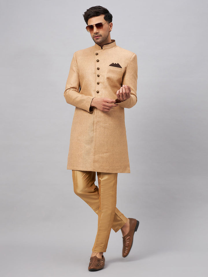 Men's Beige Indo Western Set