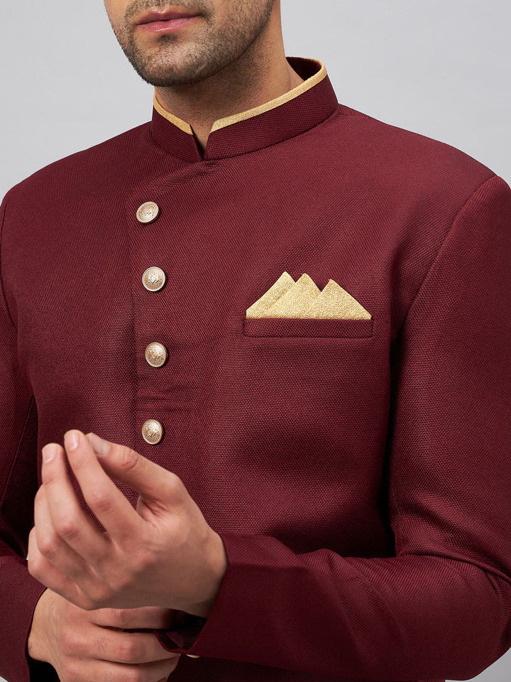 Men's Maroon Indo Western Set