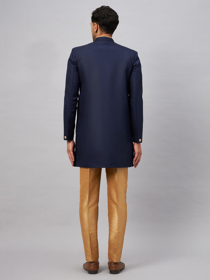 Men's Navy Blue Indo Western Set