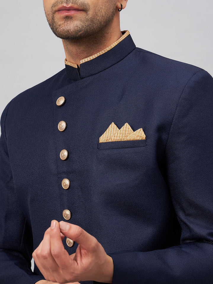 Men's Navy Blue Indo Western Set