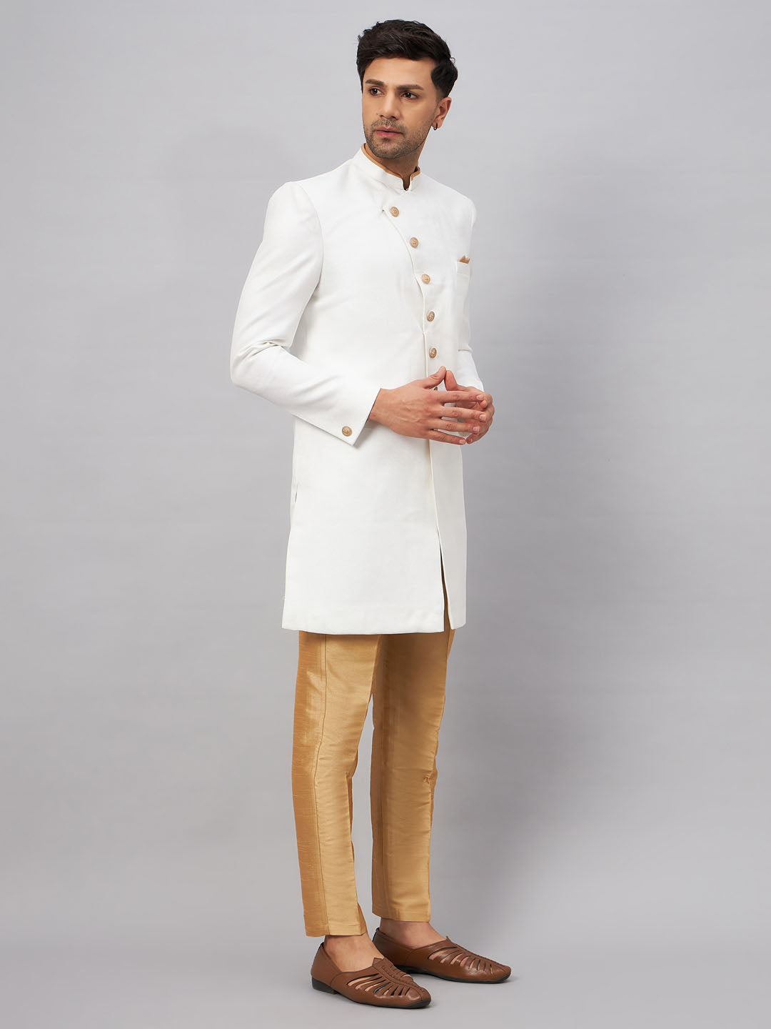 Men's White Indo Western Set