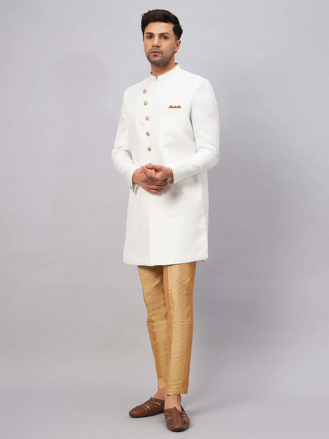 Men's White Indo Western Set