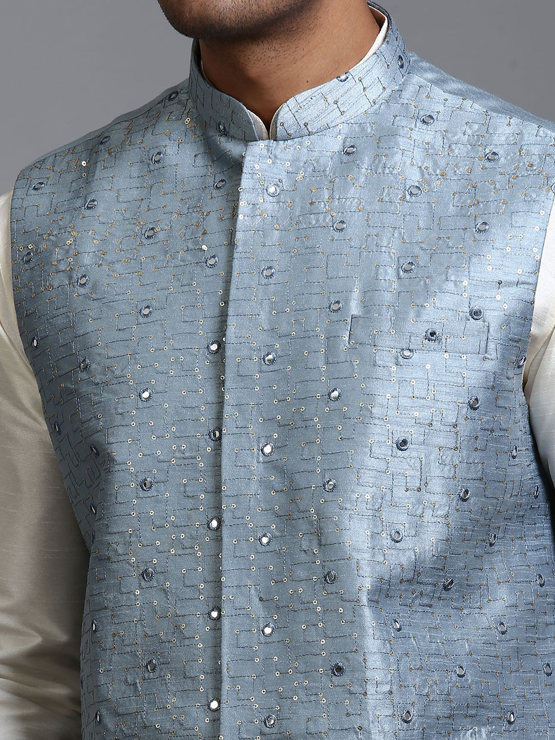 Men's Grey Embellished Jacket