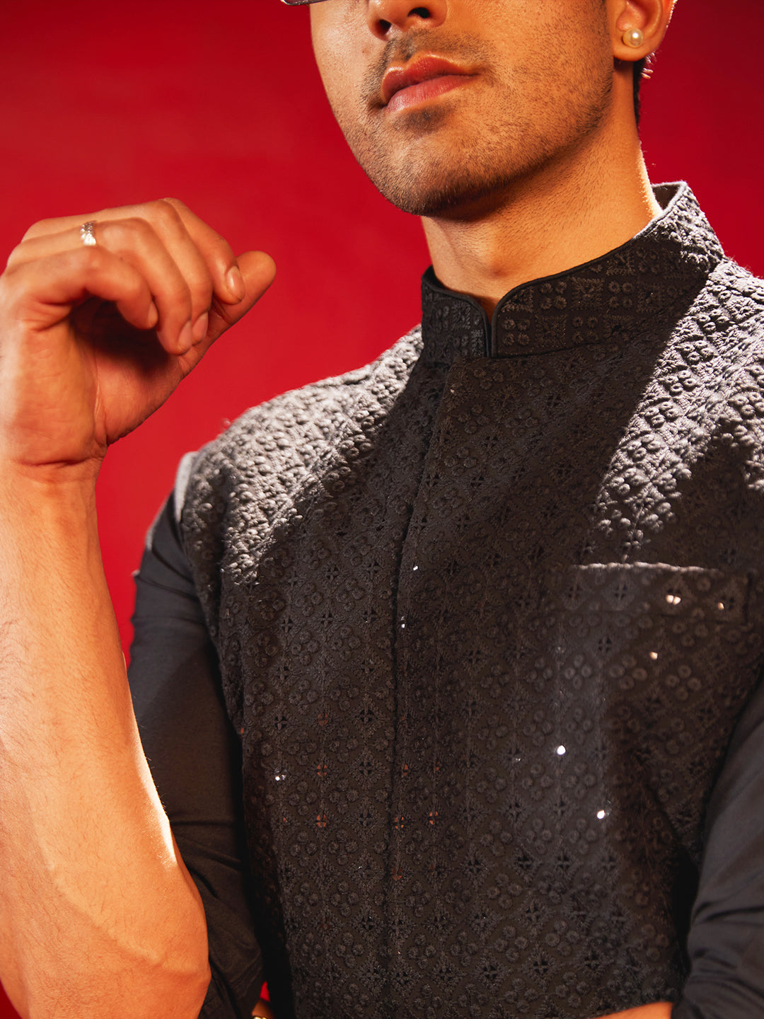 Men's Black Schiflli Nehru Jacket