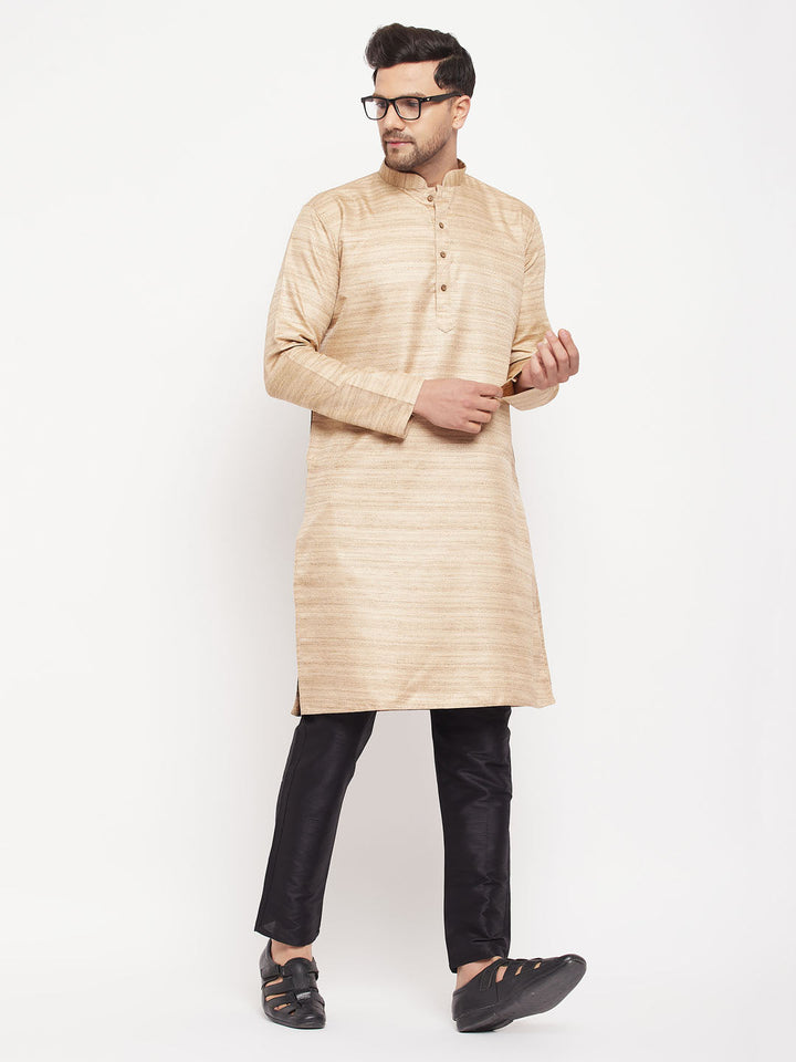 Men's Black Silk Blend Pant Style Pyjama