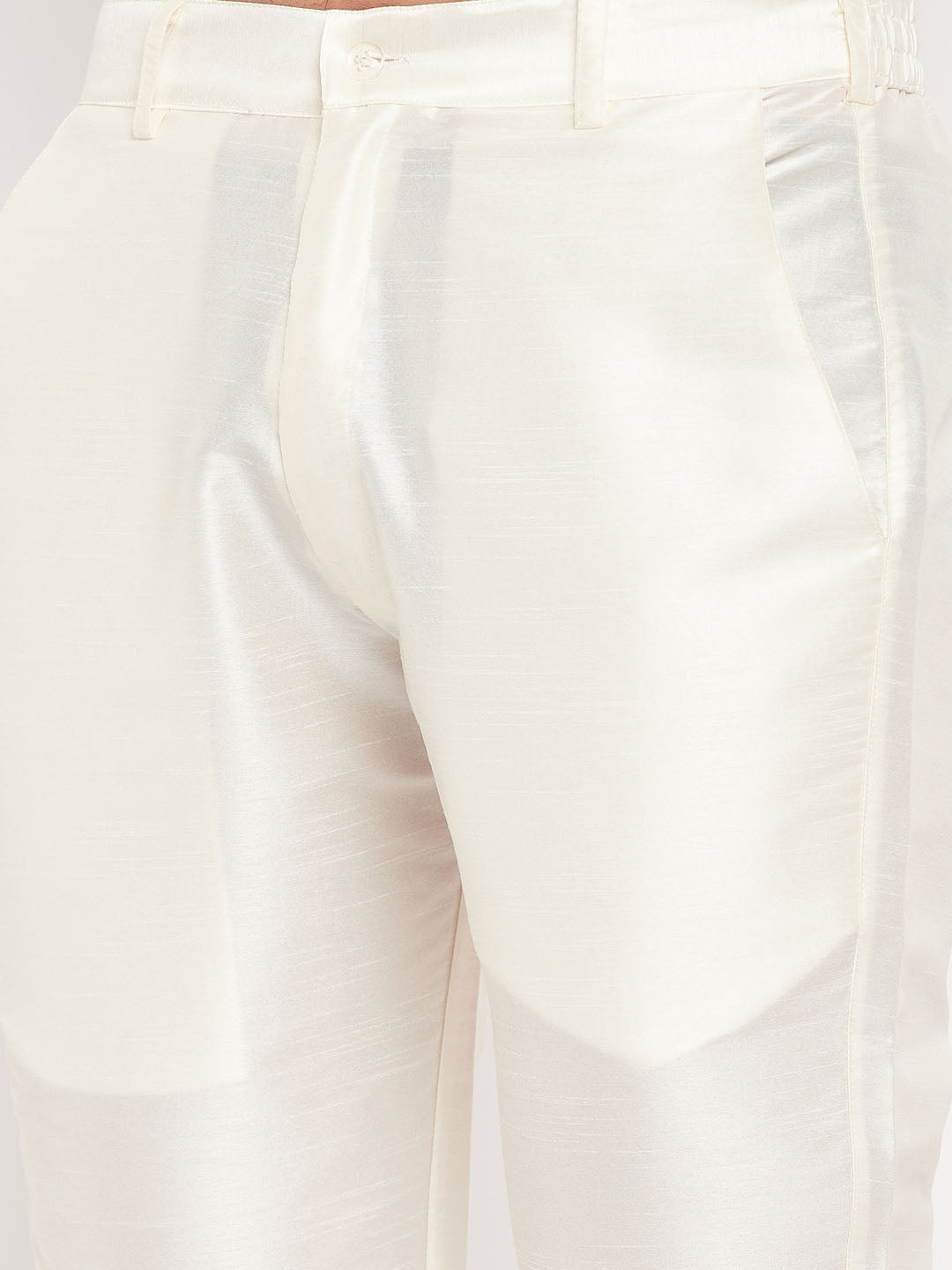 Men's Cream Silk Blend Pant Style Pyjama