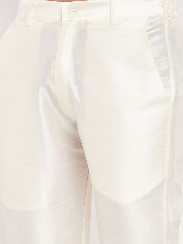 Men's Cream Silk Blend Pant Style Pyjama