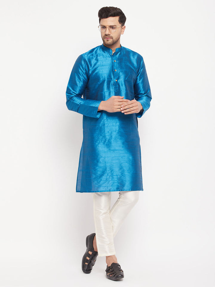 Men's Cream Silk Blend Pant Style Pyjama