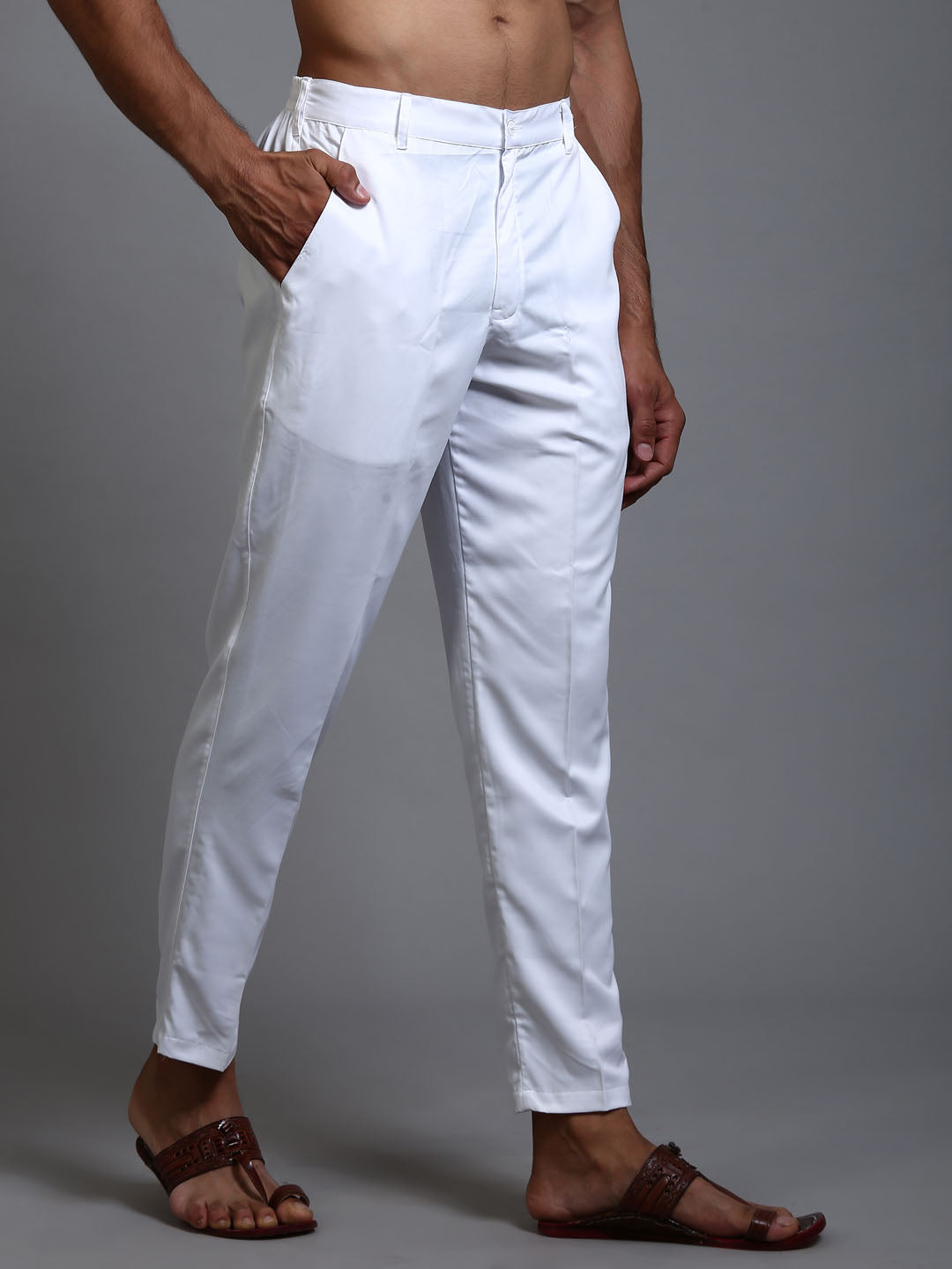 Men's White Cotton Pant Style Pyjama