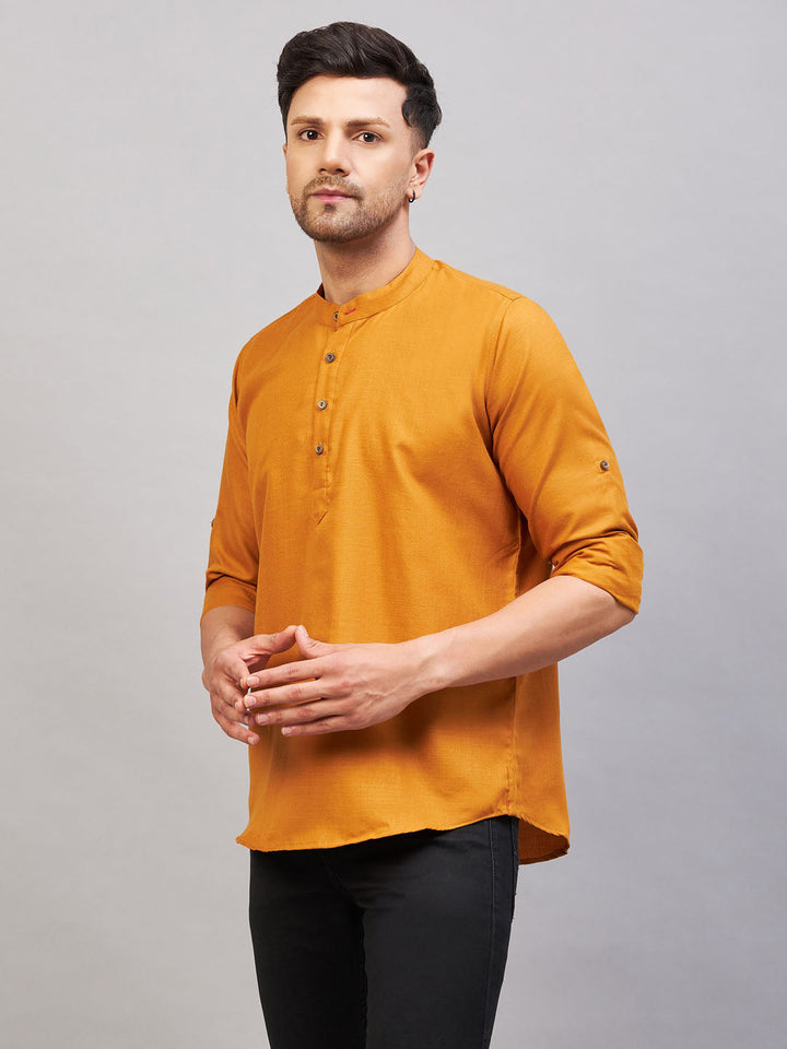 Men's Rust Short Cotton Kurta