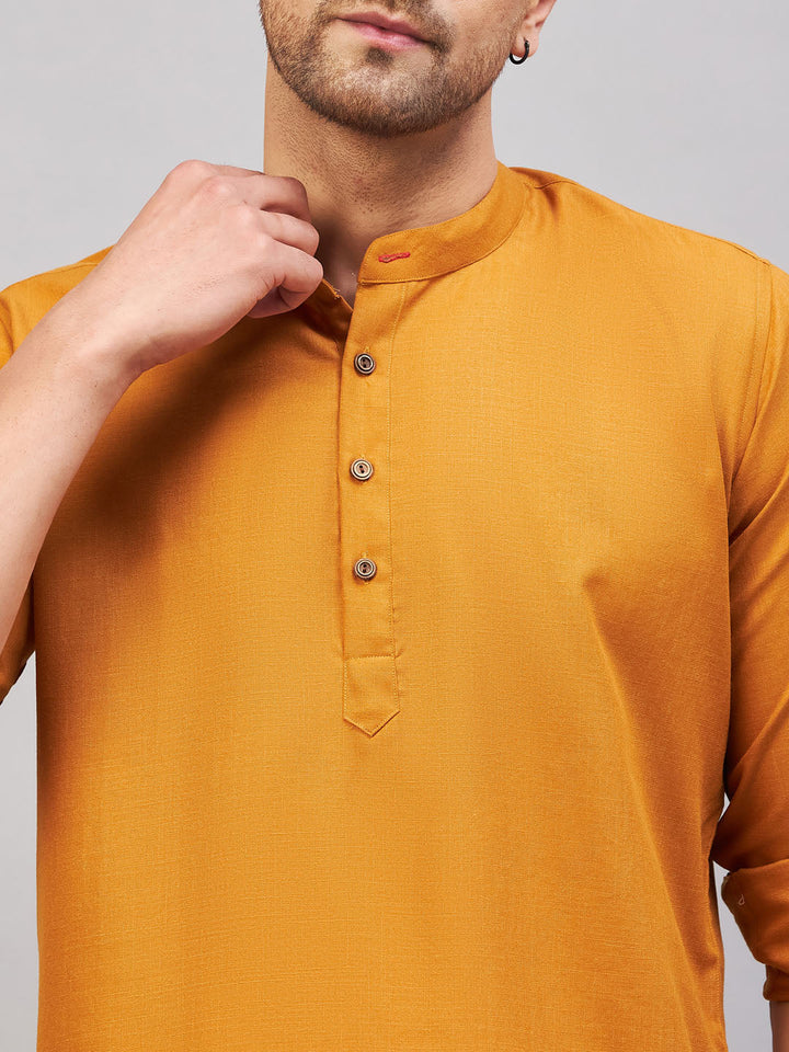 Men's Rust Short Cotton Kurta